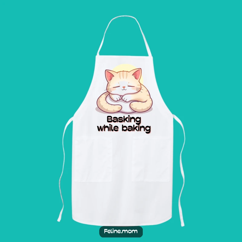 Funny Contented Cat Sunbeam Apron: Kitchen Relaxation for Cat Lovers
