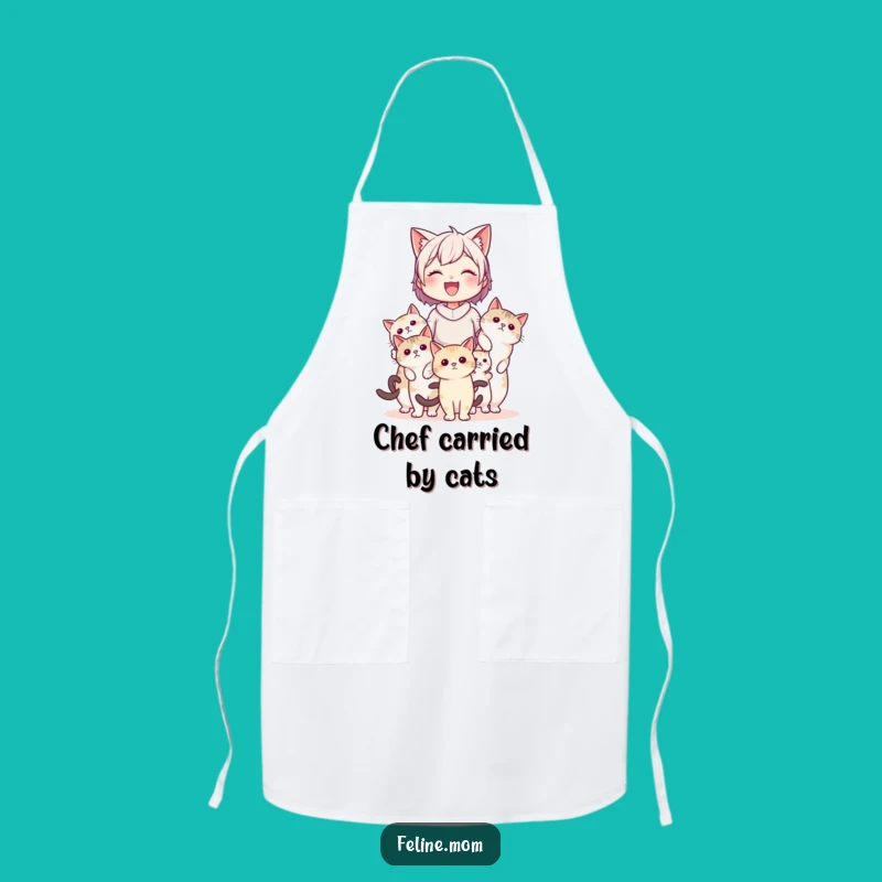 Cook with Cat Power: Funny Cat Lady Carried by Cats Apron