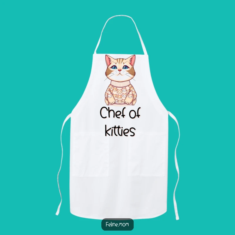 Funny Cat Lady Apron - Cat Face Sweater Kitchen Style Gift