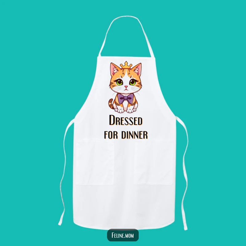 Funny Calico Cat Bowtie Apron - Cook with Regal Humor, A Hilarious Funny Gift