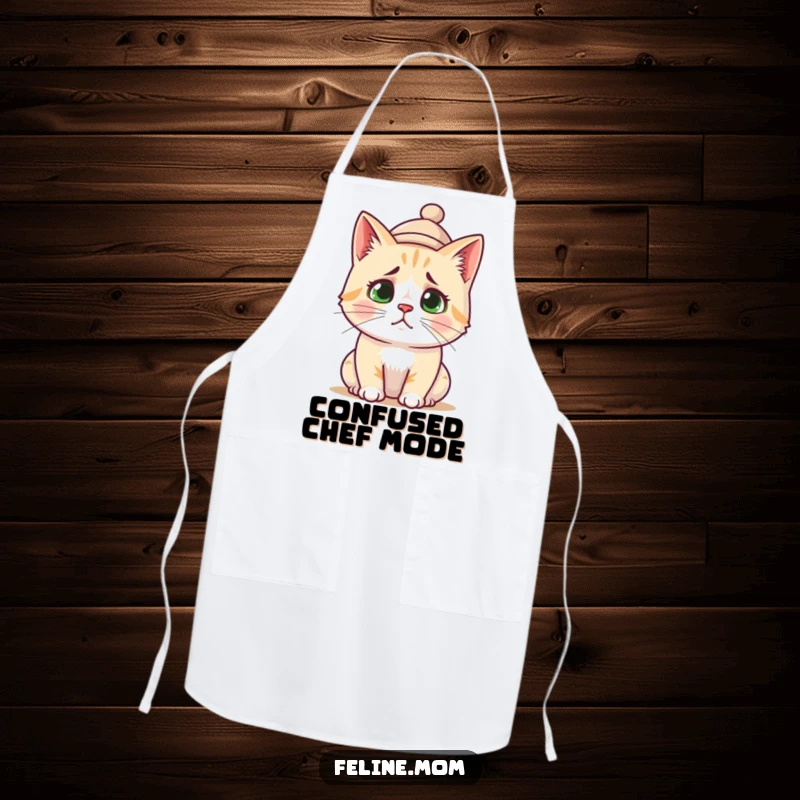 Funny Apron: A bewildered cat wearing a small hat, making your kitchen time more amusing.