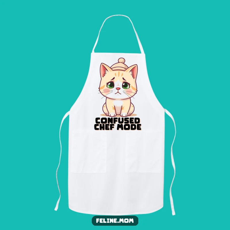 Funny Confused Cat Apron: Cook with Adorable Bewilderment