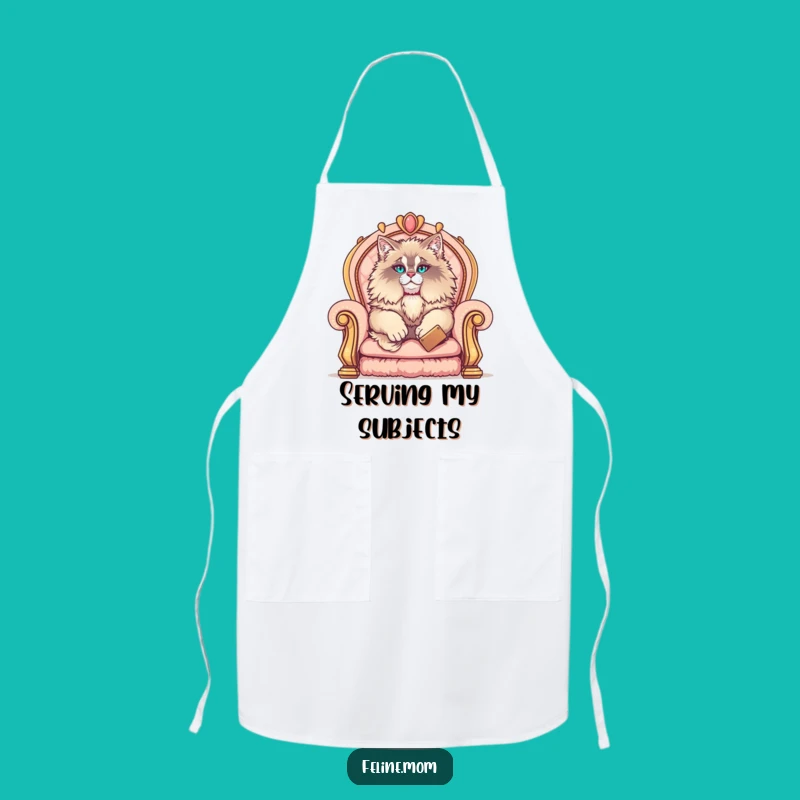 Funny Maine Coon Apron: Regal Chef Cat on Throne, Hilarious Kitchen Gift
