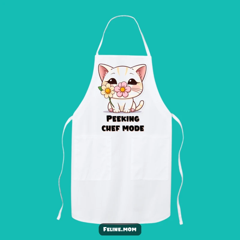 Funny Shy Cat Apron: Cute Peeking Feline Kitchen Wear, Perfect Humorous Cooking Gift