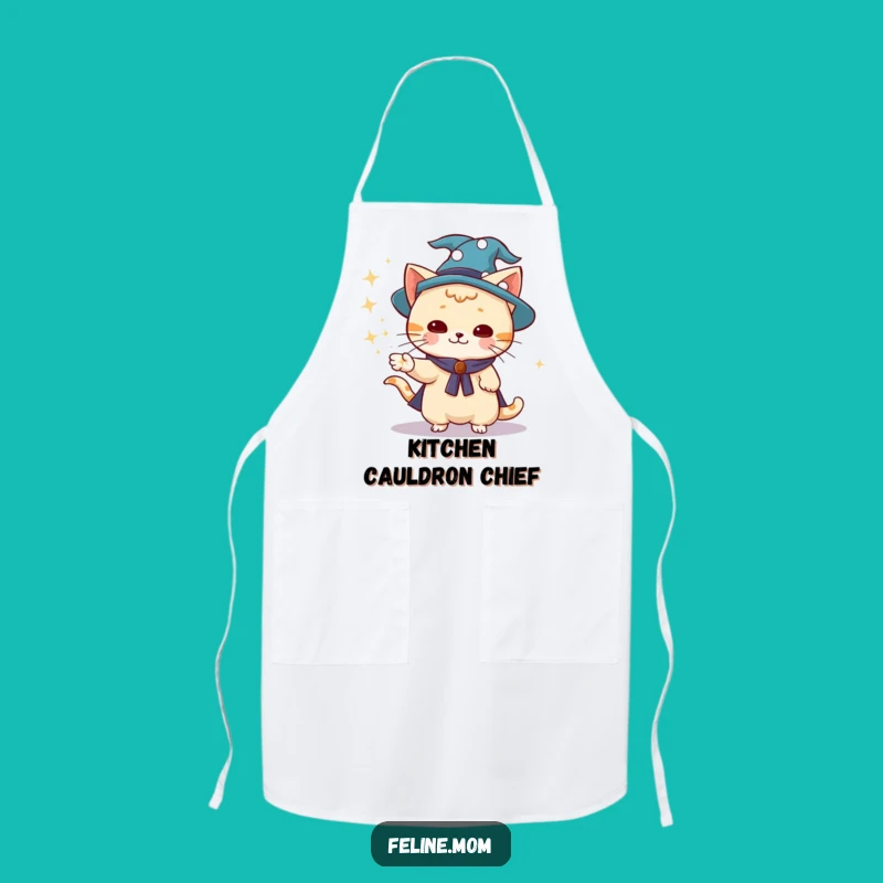 Funny Wizard Cat Apron: Magical Kitchen Helper, Durable Funny Gift for Cooks