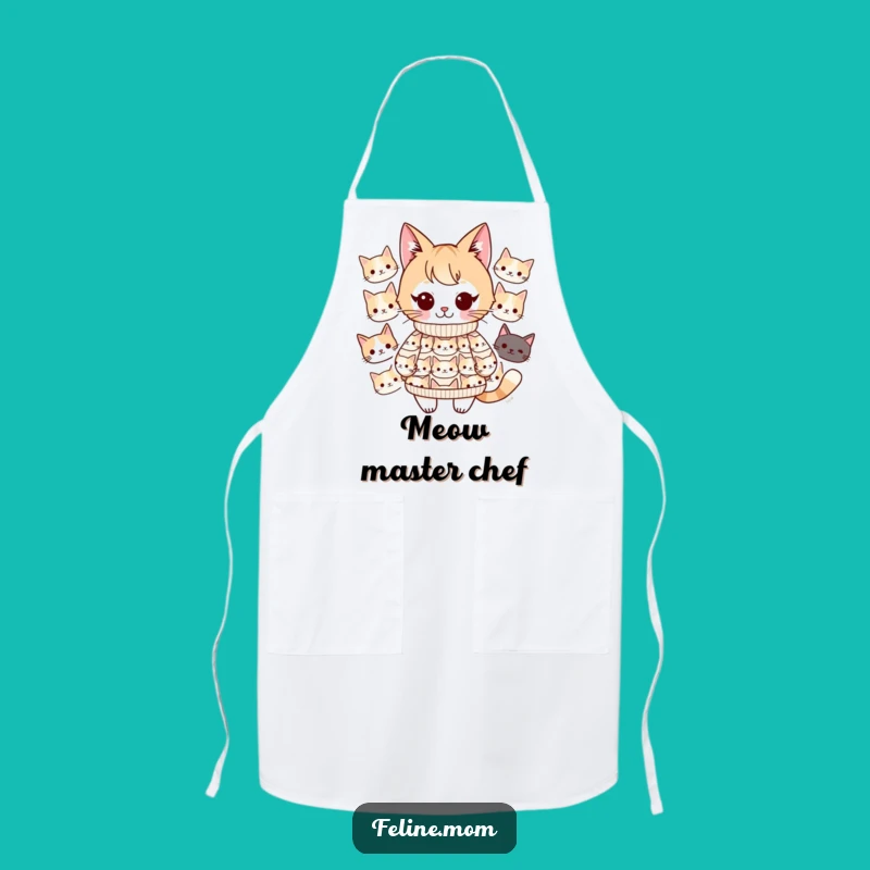Funny Kawaii Cat Lady Apron: Cook Up Fun in the Kitchen with Feline Flair