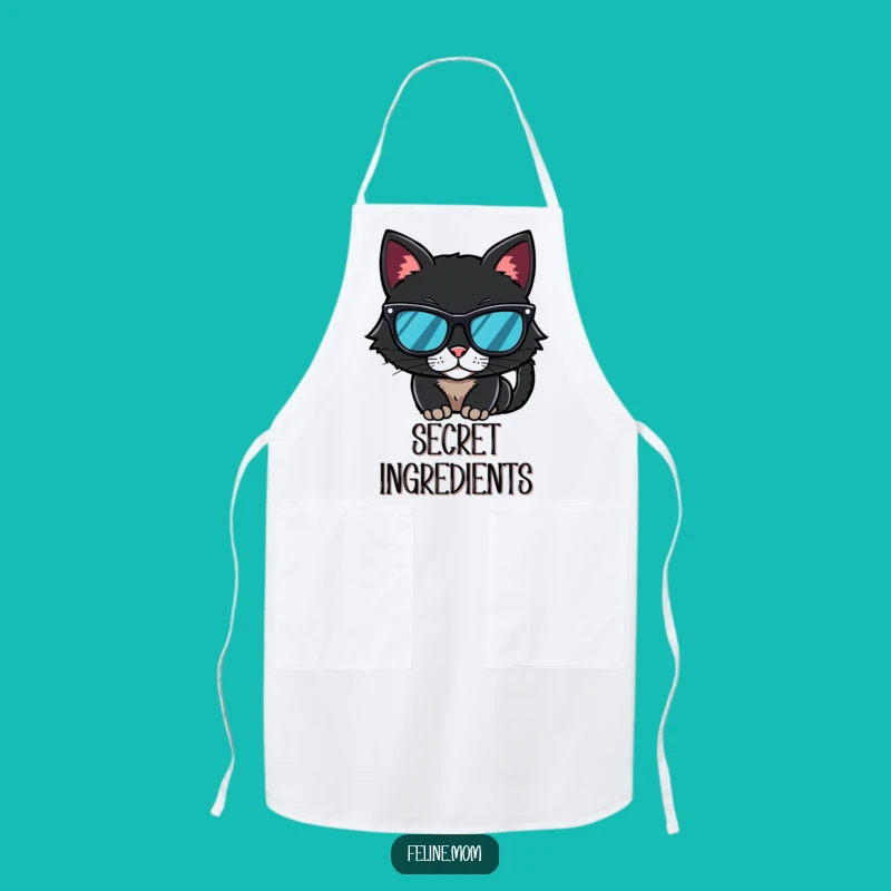 Funny Black Cat Sunglasses Apron - Cook with Mysterious Style, A Hilarious Funny Gift