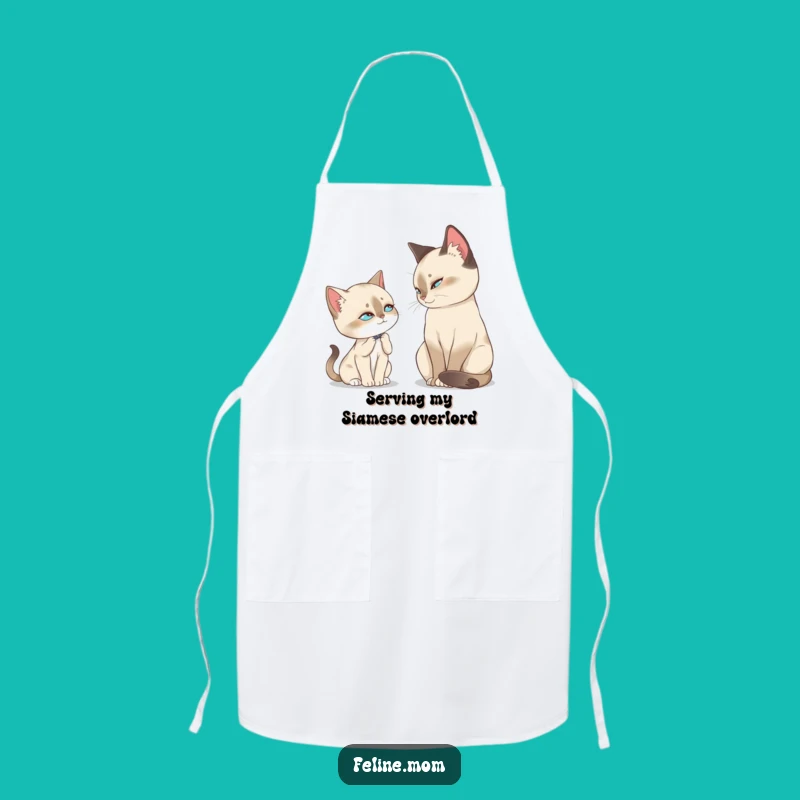 Funny Siamese Slow Blink Apron: Regal Feline Chef Gift for Stylish Cooks