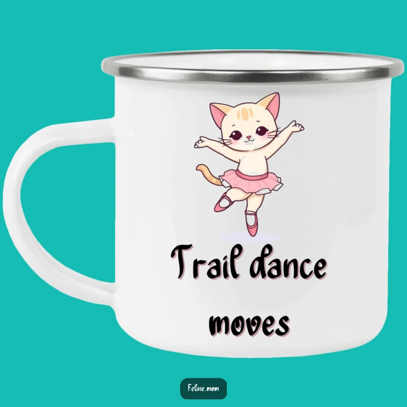 Funny Ballet Cat Camping Mug - Graceful Feline Dance Adventure Gift