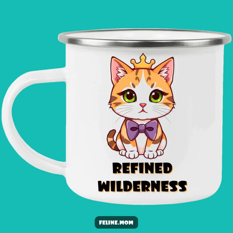 Funny Calico Cat Bowtie Camping Mug - Regal Sips in the Great Outdoors, A Funny Gift