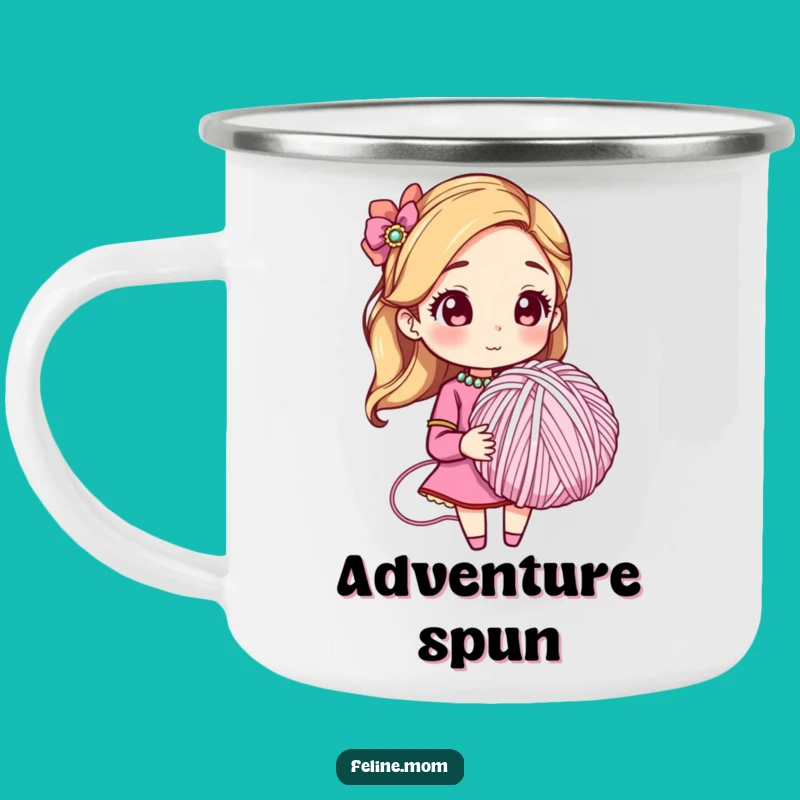 Funny Cat Woman Yarn Camping Mug - Adventure Fuel for Laughs!