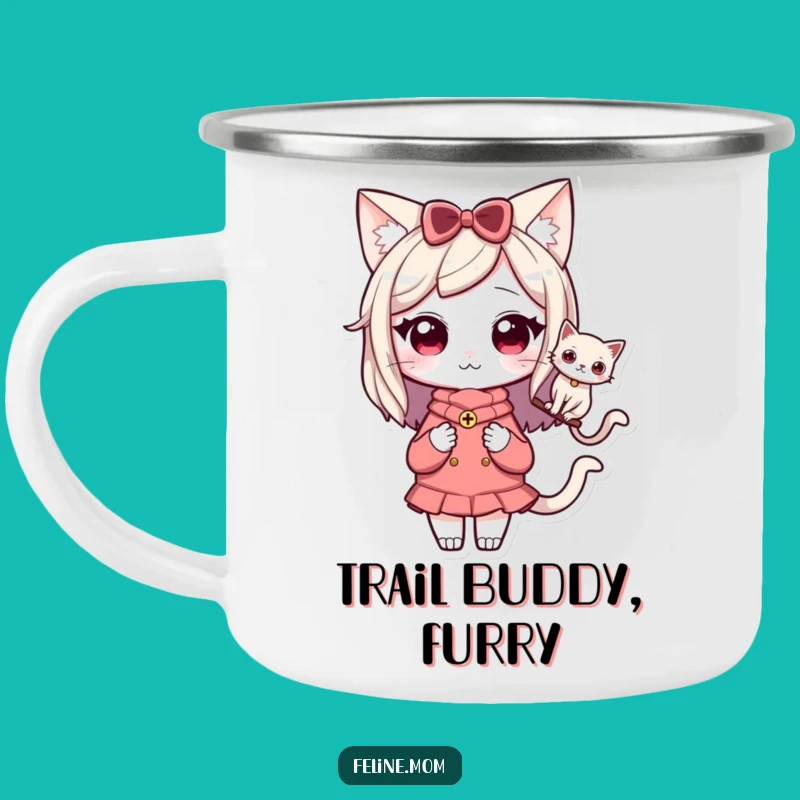 Funny Kawaii Cat Lady Camping Mug: Cat Companion Adventure, Cool Funny Gift