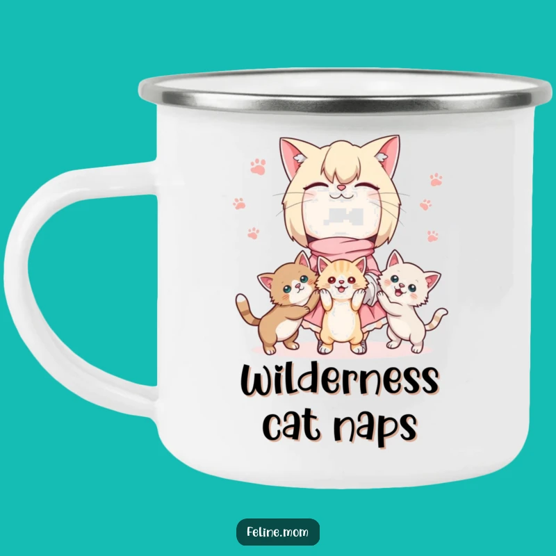 Kawaii Cat Lady Camping Mug: Juggling Kittens, Cute Outdoor Gift