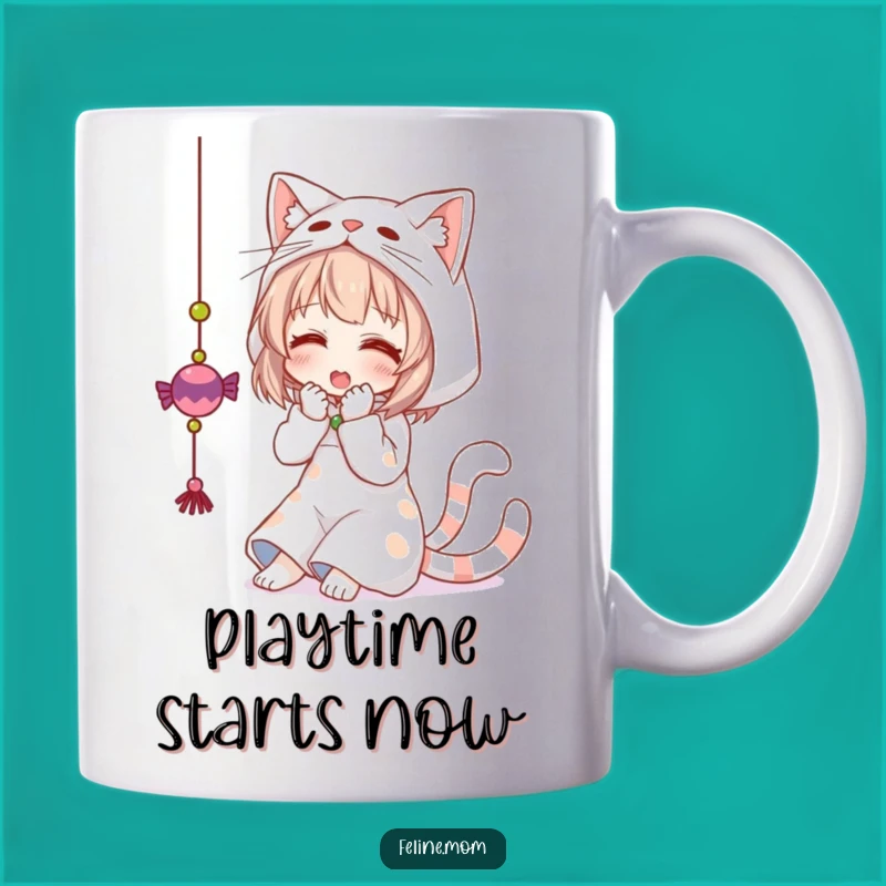 Funny Cat Woman Toy Batting Mug - Playful & Hilarious Gift for Cat Lovers!
