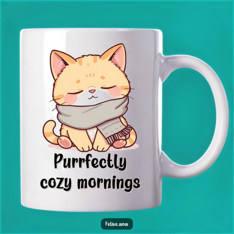 Funny Napping Cat Mug: Cozy Scarved Feline, Hilarious Gift for Relaxed Cat Lovers