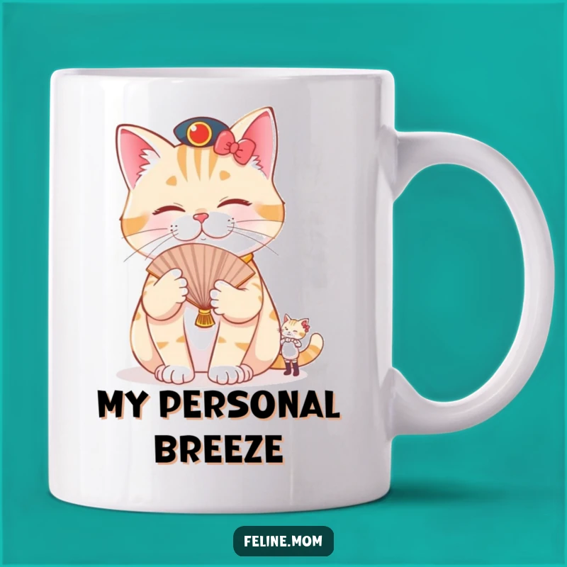 Funny Pampered Cat Mug: Fanned Feline Luxury, Hilarious Pet Owner Gift
