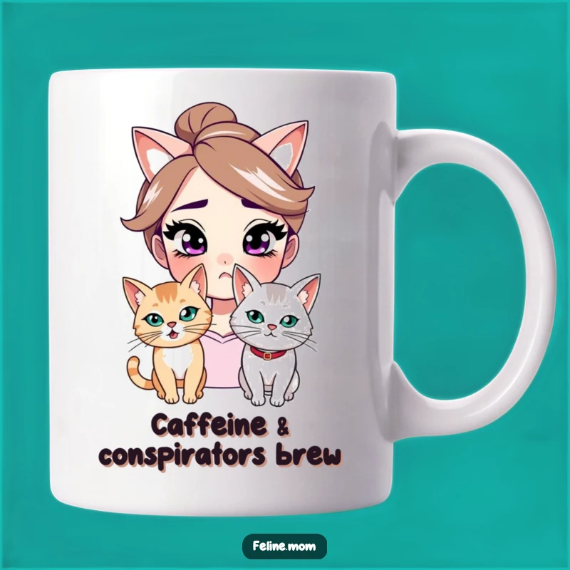 Funny Smirking Woman & Cat Mug - Mischief Duo, Perfect Funny Gift