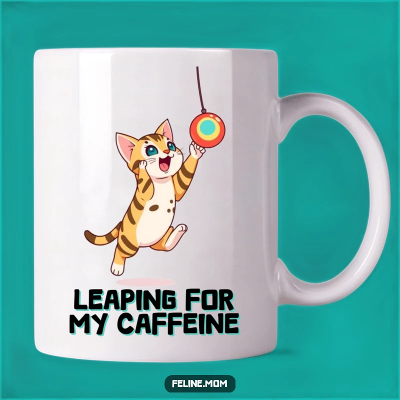 Funny Bengal Cat Toy Leap Mug - Playful Cat Lover Gift