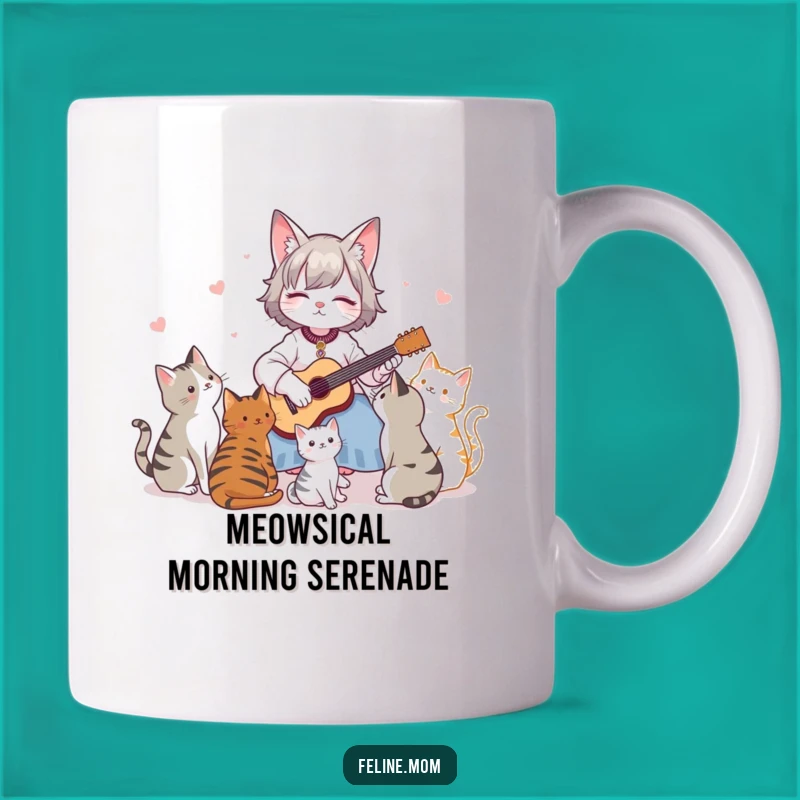 Funny Cat Serenade Mug: Adorable Cat Lady Musician Playing Guitar for Cats - Funny Gift!