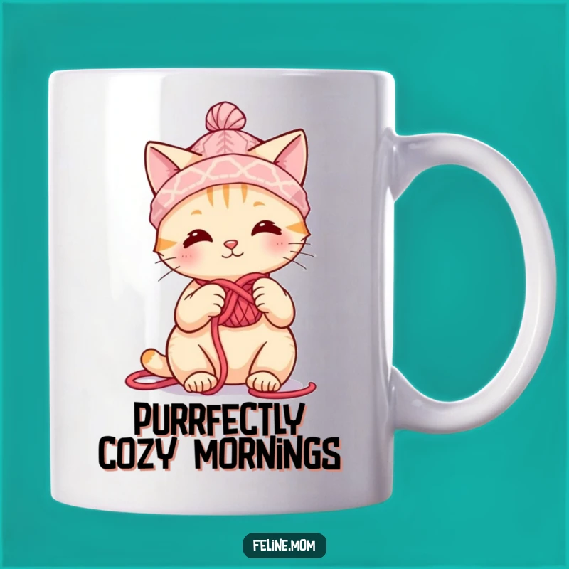 Funny Knitting Cat Mug: Adorable Yarn Hat Craftsman's Cozy Gift!