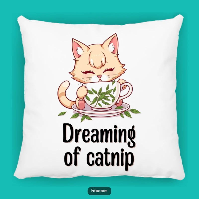 Funny Cat Lady Catnip Teacup Pillow - Cozy & Humorous Feline Decor