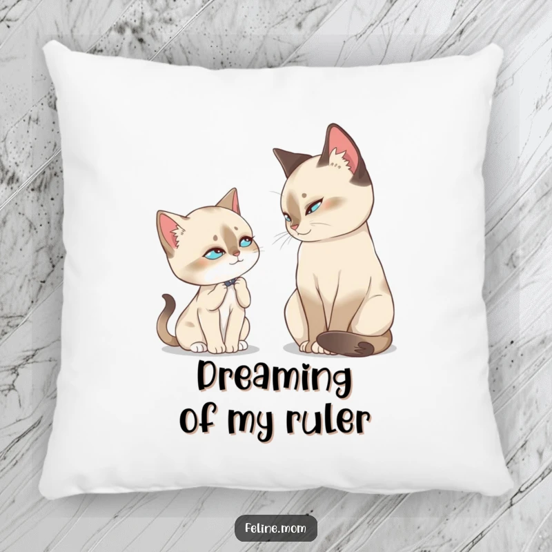 Funny Siamese Cat Pillow, a regal Siamese cat shares a gentle slow blink, offering a comforting and loving presence