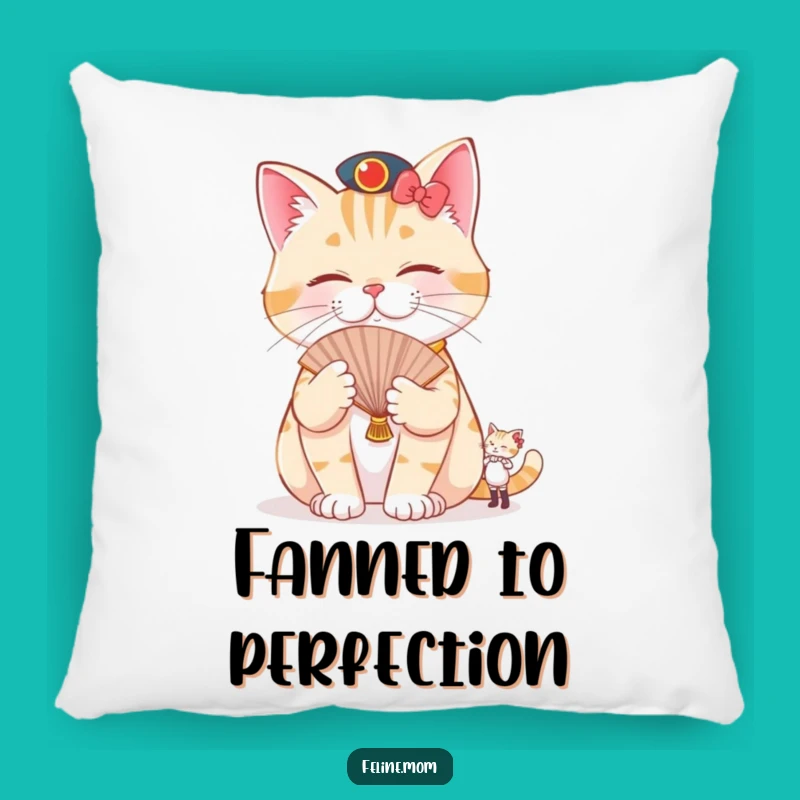 Funny Pampered Cat Pillow: Fanned Feline Comfort, Hilarious Decor Gift