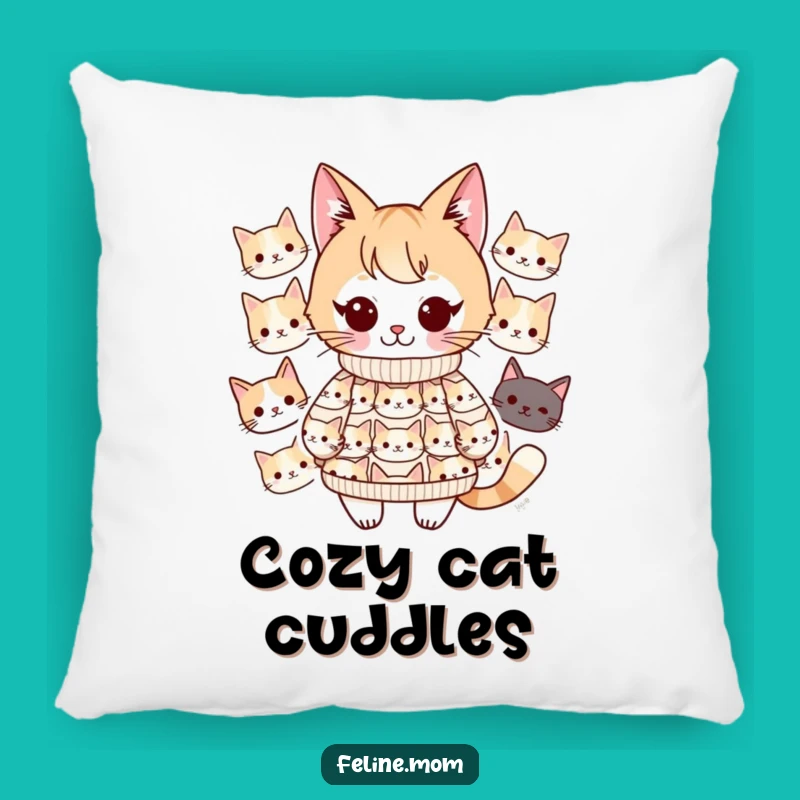 Funny Kawaii Cat Lady Pillow: Cozy Up with Adorable Feline-Themed Comfort