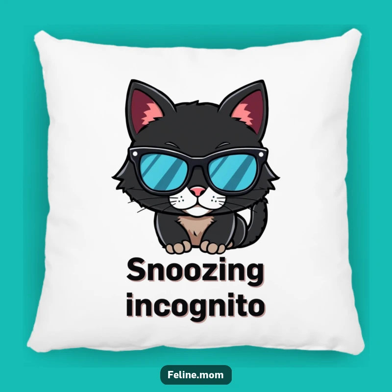 Funny Mysterious Black Cat Sunglasses Pillow - Cozy Up with Cool Humor, Perfect Funny Gift