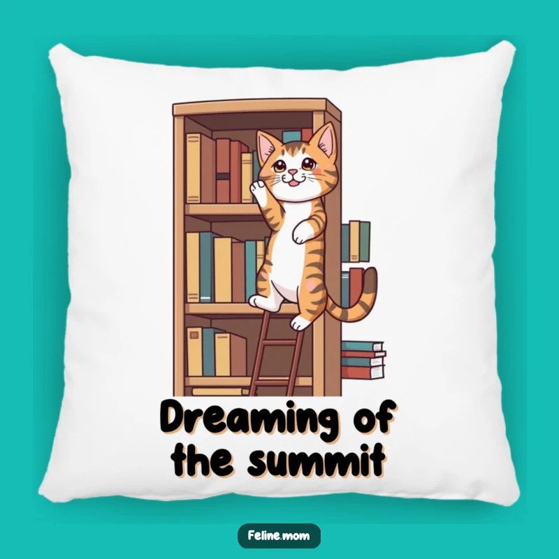 Funny Tabby Cat Pillow: Bookshelf Climber's Cozy Companion