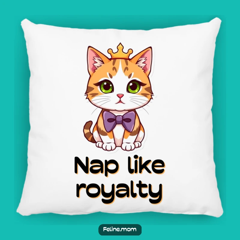 Funny Calico Cat Bowtie Pillow - Regal Comfort and Hilarious Decor, Perfect Funny Gift