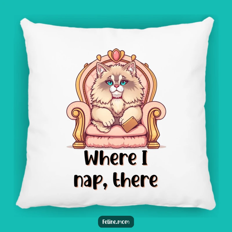 Funny Maine Coon Pillow: Elegant Throne Cat Cushion, Comfy Royal Decor Gift