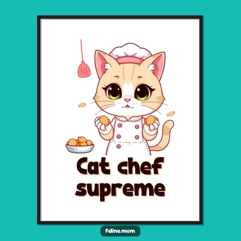 Funny Cat Lady Chef Digital Art Print: Instant Download, Adorable Cat Lover Funny Gift!