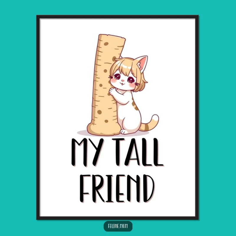 Funny Cat Lady Scratching Post Digital Art - Instant Download Humorous Decor