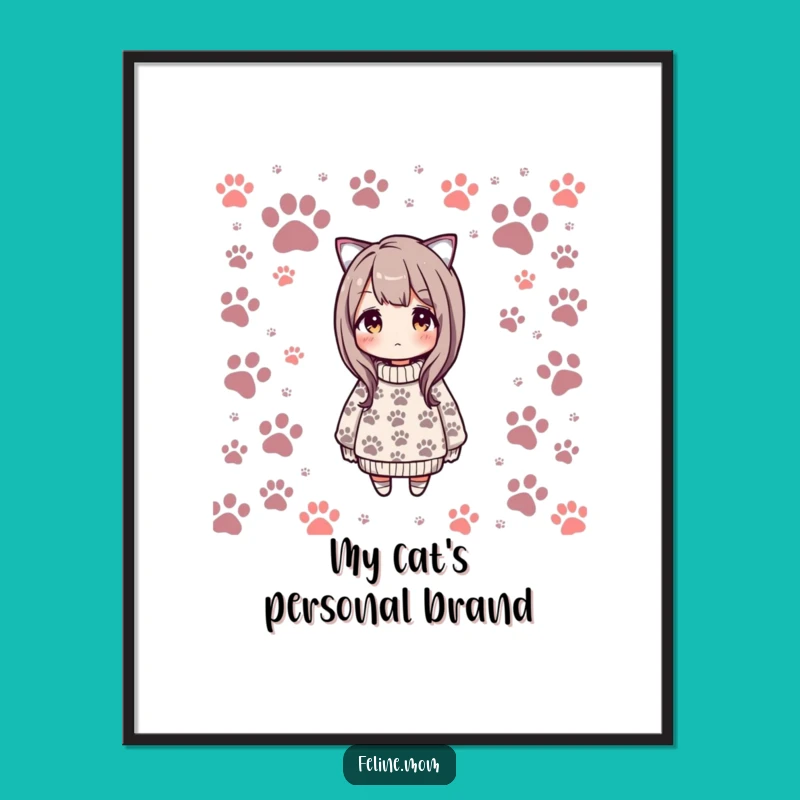 Funny Cat Paw Sweater Digital Art - Whimsical Decor, Instant Humorous Gift