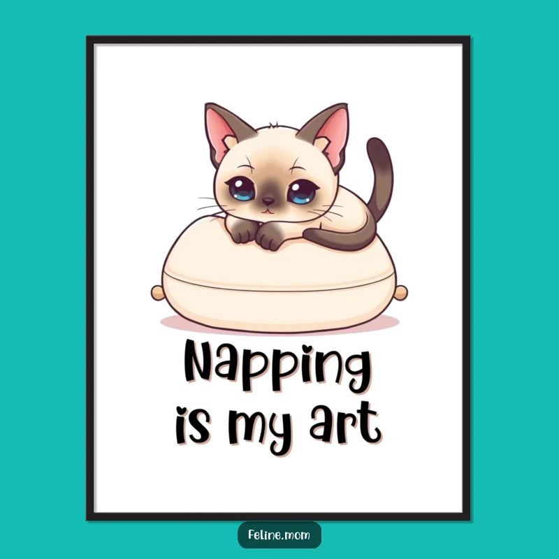 Funny Siamese Cat Digital Art: Elegant Feline Portrait, Hilarious Decor, Instant Funny Gift