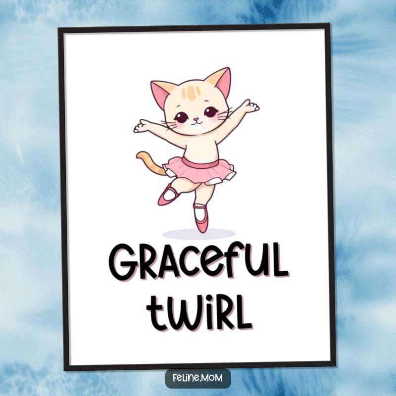 Funny Ballet Cat Digital Art: A cat wearing ballet slippers attempting a pirouette, evoking grace and charm.