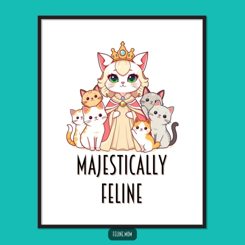 Funny Cat Lady Queen Digital Art, Instant Royal Download