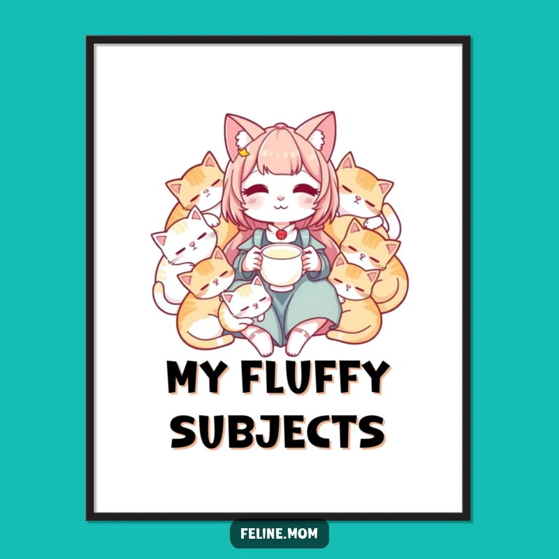 Funny Sleeping Cats Digital Art Print - Peaceful Cat Lady Decor