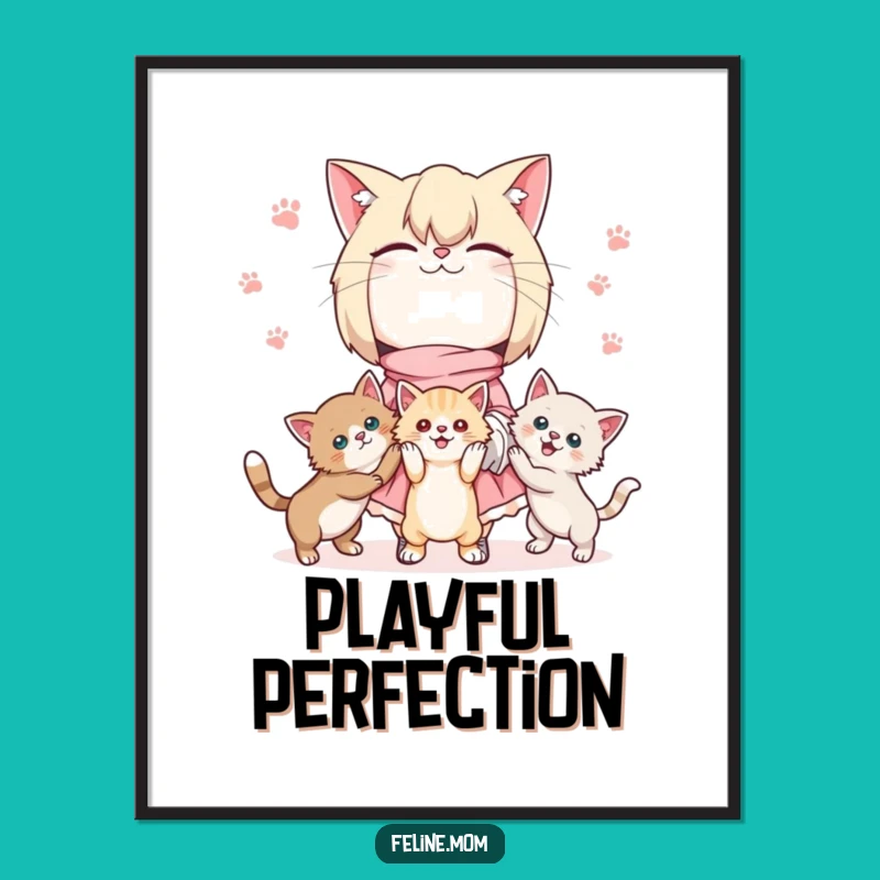 Kawaii Cat Lady Digital Art: Juggling Kittens, Instant Cute Download