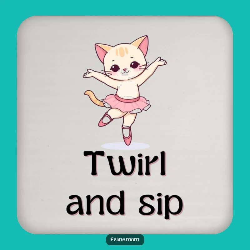 Funny Ballet Cat Coaster - Protect Surfaces Graceful Feline Gift