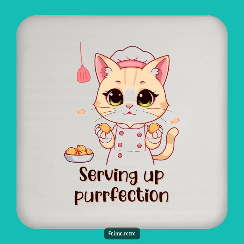 Funny Cat Lady Chef Drink Coaster: Protect Surfaces, Hilarious Cat Lover Funny Gift!