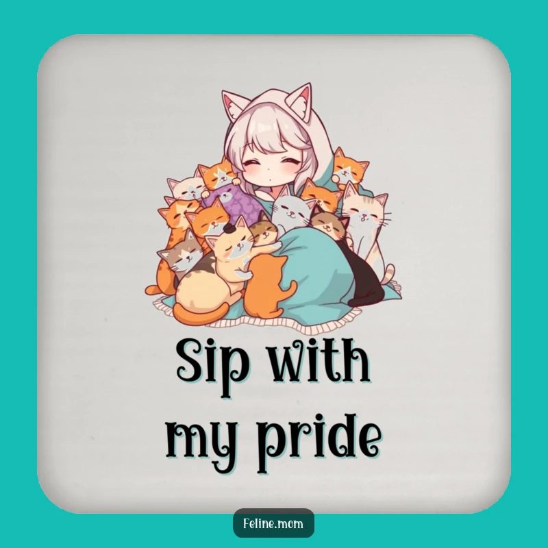 Funny Cat Lady Coaster Set: Cozy Cat Cuddles, Purrfect Protection for Tables