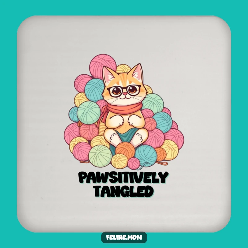 Funny Cat Lady Yarn Coasters for Crafty Table Protection