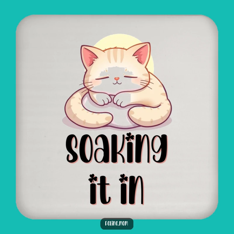 Funny Contented Cat Sunbeam Coasters: Protect Surfaces with Peace