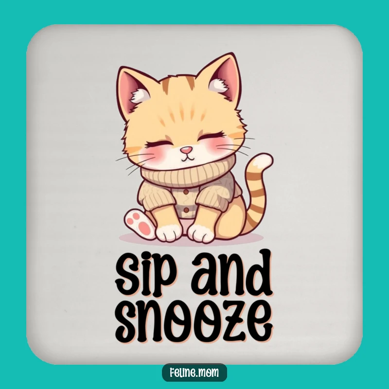 Funny Cozy Cat Coaster - Napping Cat, Protects Surfaces with Serenity!