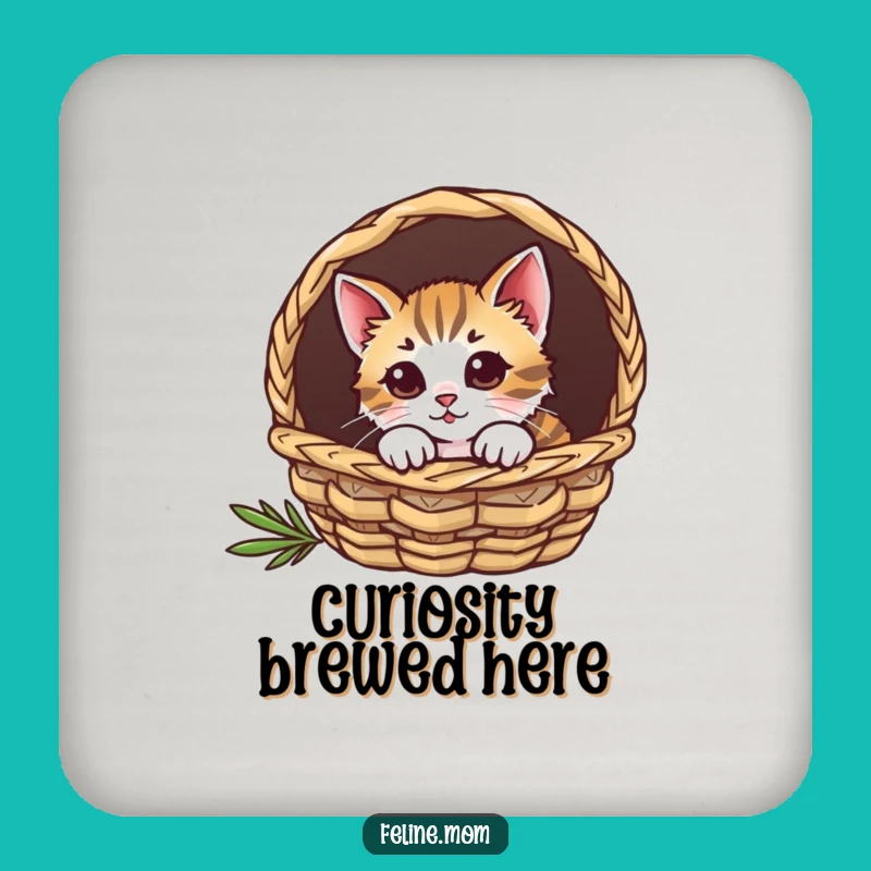 Funny Curious Cat Basket Coasters: Protect Surfaces with Style