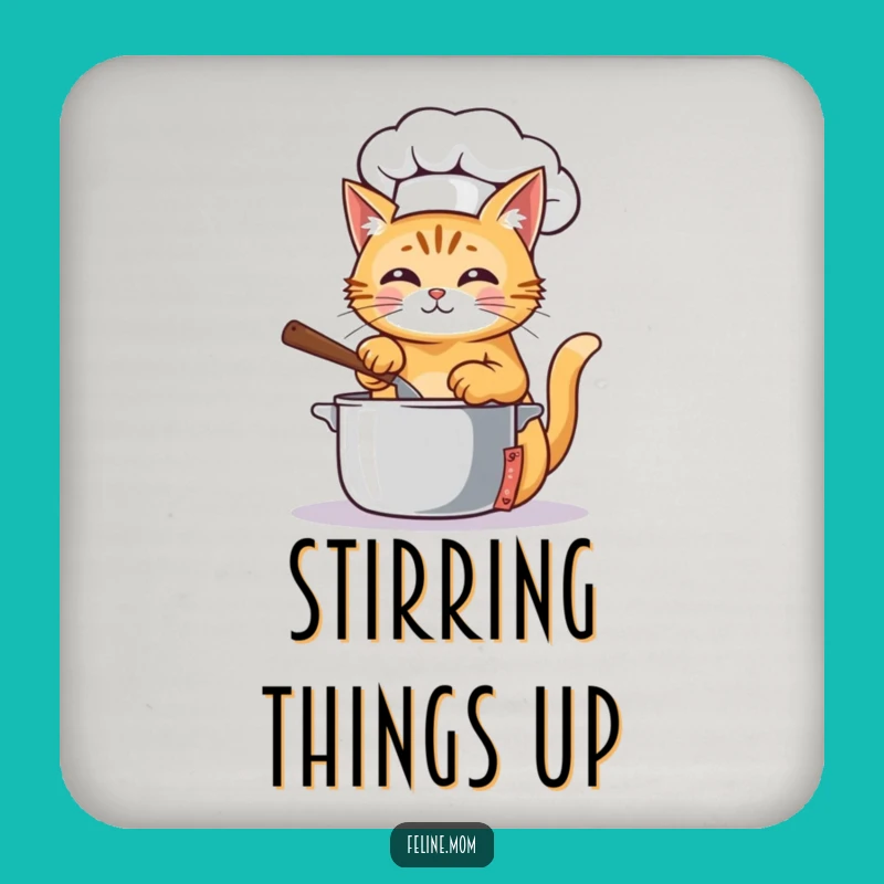 Funny Ginger Chef Cat Coaster - Protect Your Table with Culinary Humor