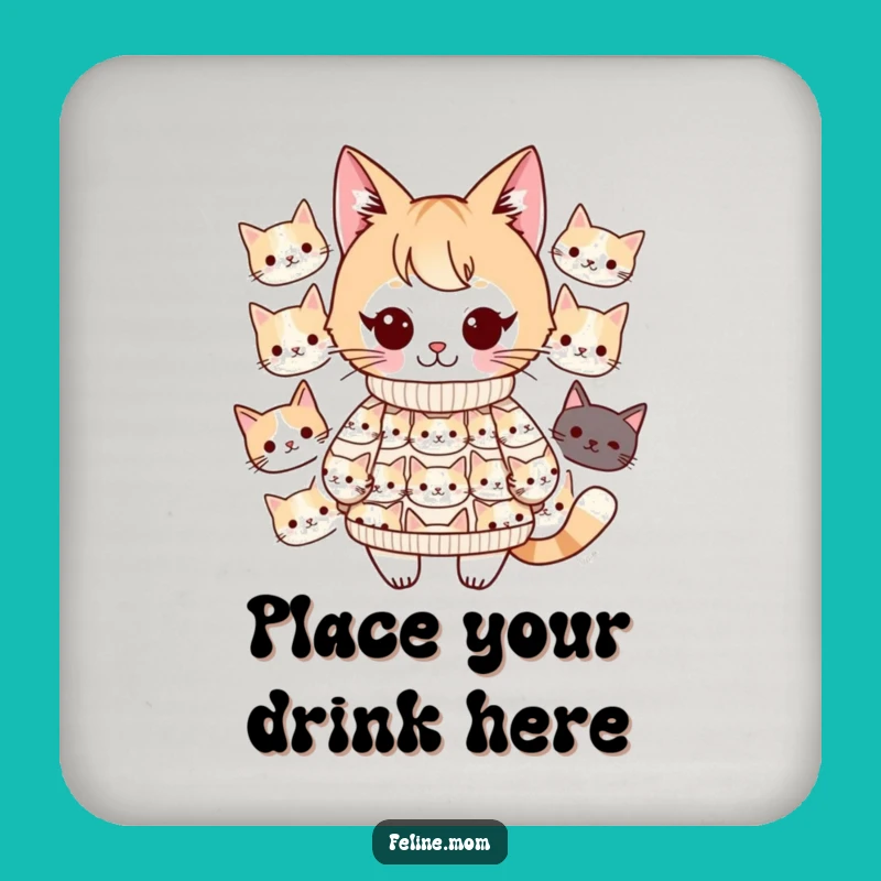 Funny Kawaii Cat Lady Coasters: Protect Surfaces with Adorable Feline Style