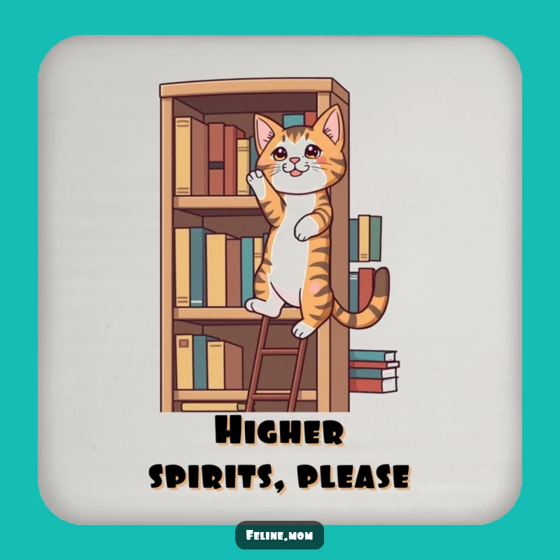 Funny Tabby Cat Coasters: Bookshelf Climber's Table Protection